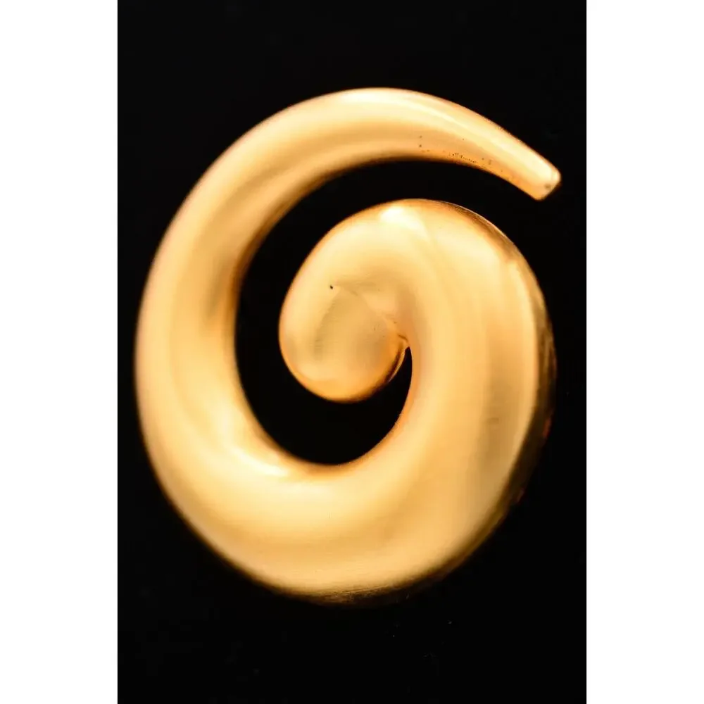 Monet Vintage Pin Brooch Swirl Large Brushed Gold Matte Chunky Signed 80s BinAT